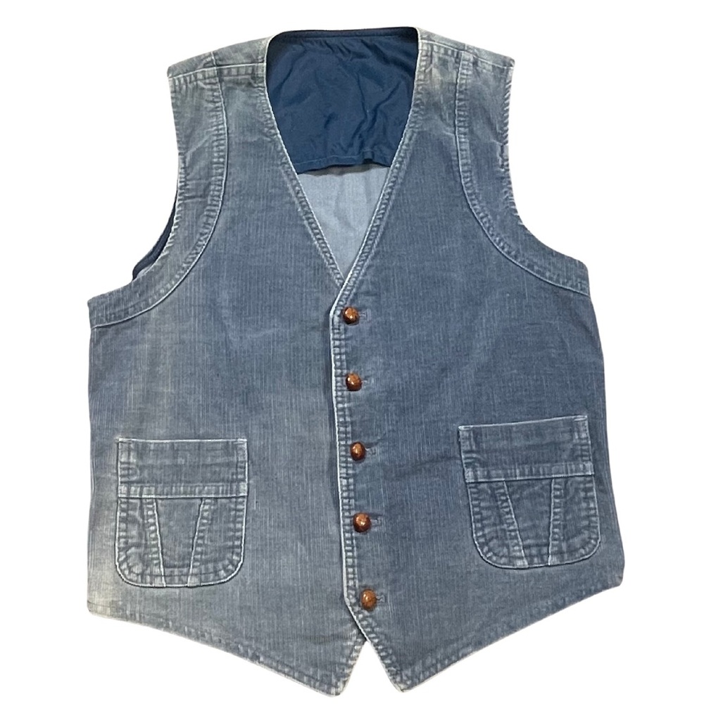 Vintage 70s Corduroy Vest Wooden Buttons